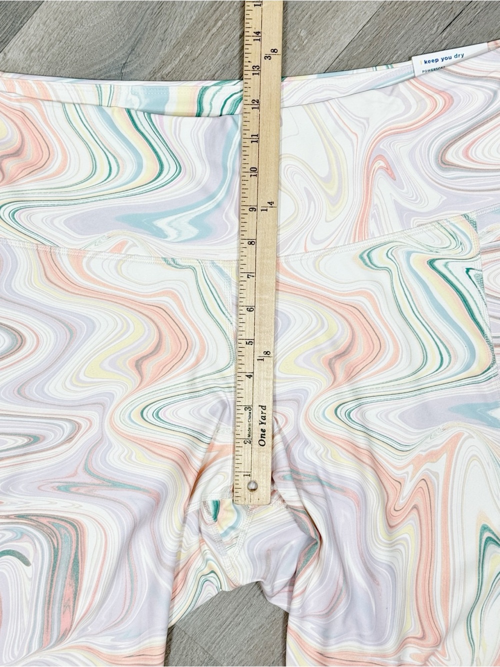 Old Navy High Waisted PowerSoft Side Pocket Leggings Pastel Marbled Swirl XXL - Picture 10 of 12